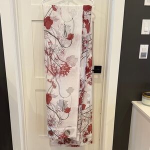 2 Elegant Floral Red and Gray Curtain Panel